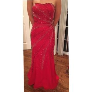 Red Prom Pageant Sequin Red Dress